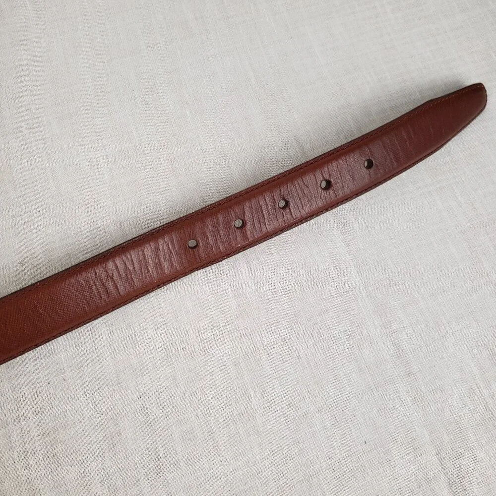 Arden Leather Co Brown Full Grain Cowhide Belt Gold Tone Brass Buckle Mens 50